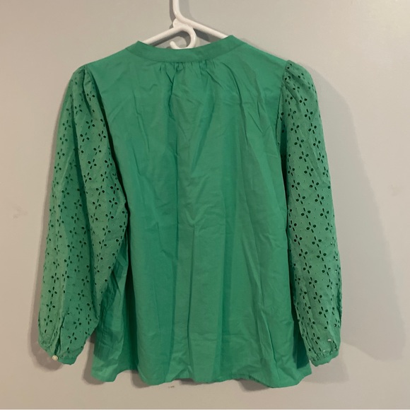 NWT J. Crew Mixed-Media Eyelet Button Front Top Size Petite Large (PL) - Picture 4 of 7